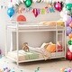 preview thumbnail 11 of 27, Twin over Twin Metal Bunk Bed, Low Bunk Bed with Ladder, Black White
