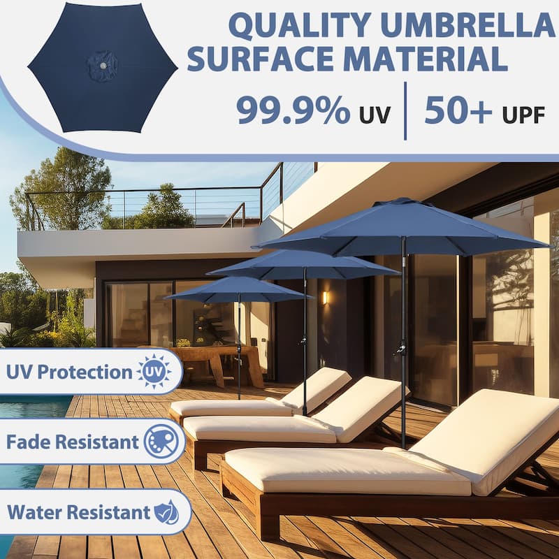 9FT Patio Umbrella with Base Included Outdoor Umbrella with Tilt and Crank
