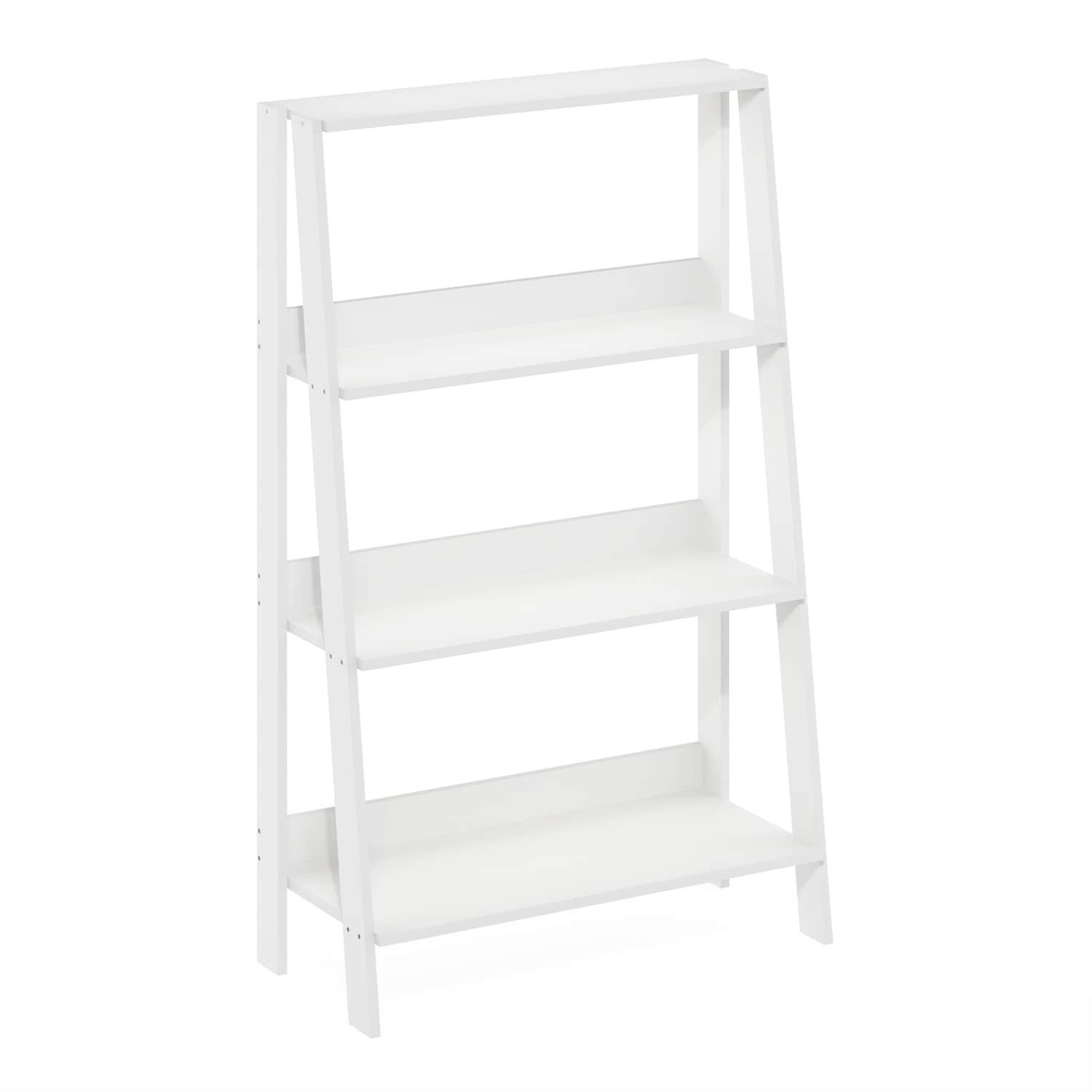 36 in. Tall White Wood 4-Shelf Bookcase