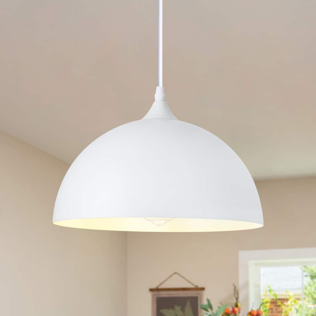 60-Watt 1-Light Pendant Light with Dome Shade and Dimmer Switch for Kitchen Island, Semi Flush Mount Chandelier for Dining Room