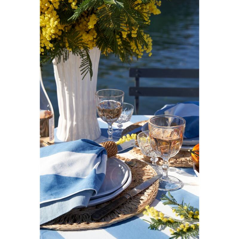 Couleur Nature St. Tropez Tablecloth - Blue Stripes - 59" x 59"