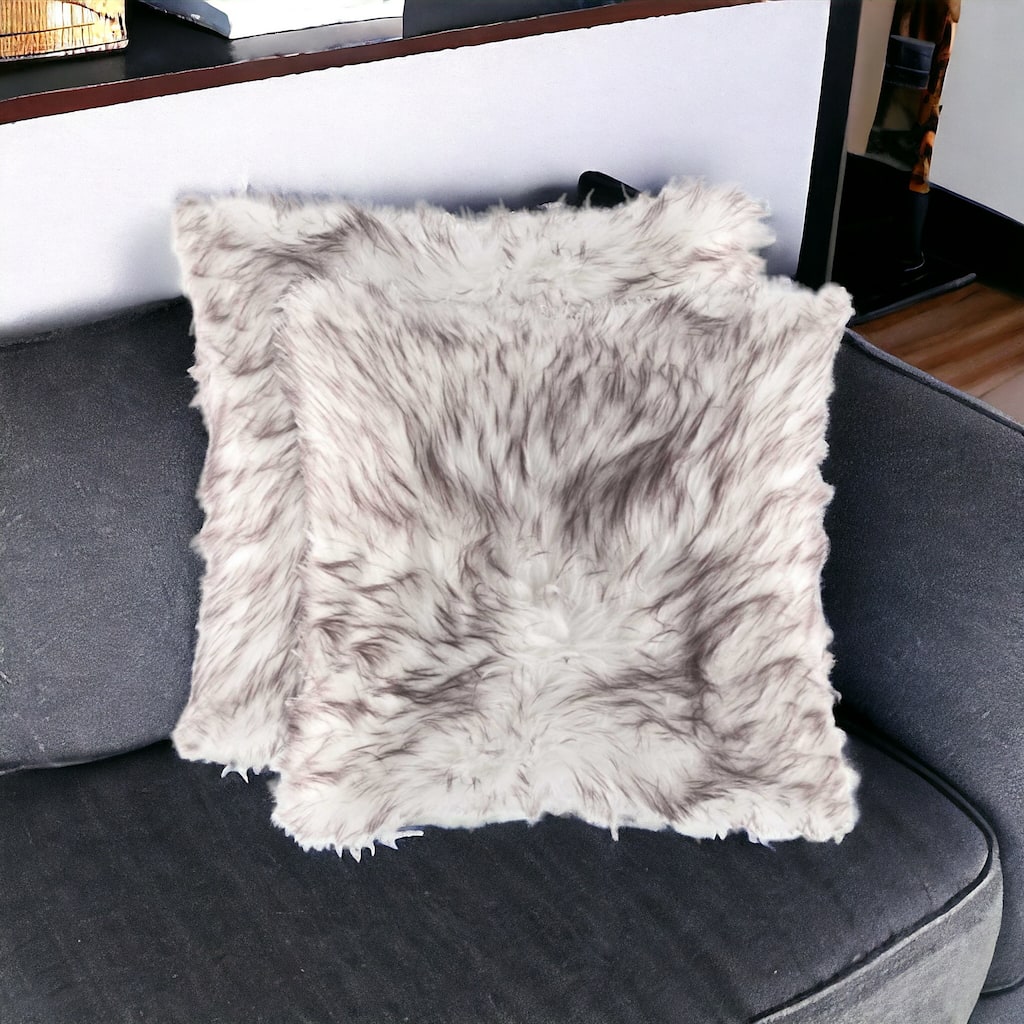 HomeRoots Set of Two 18" Brown And Off White Throw Pillows