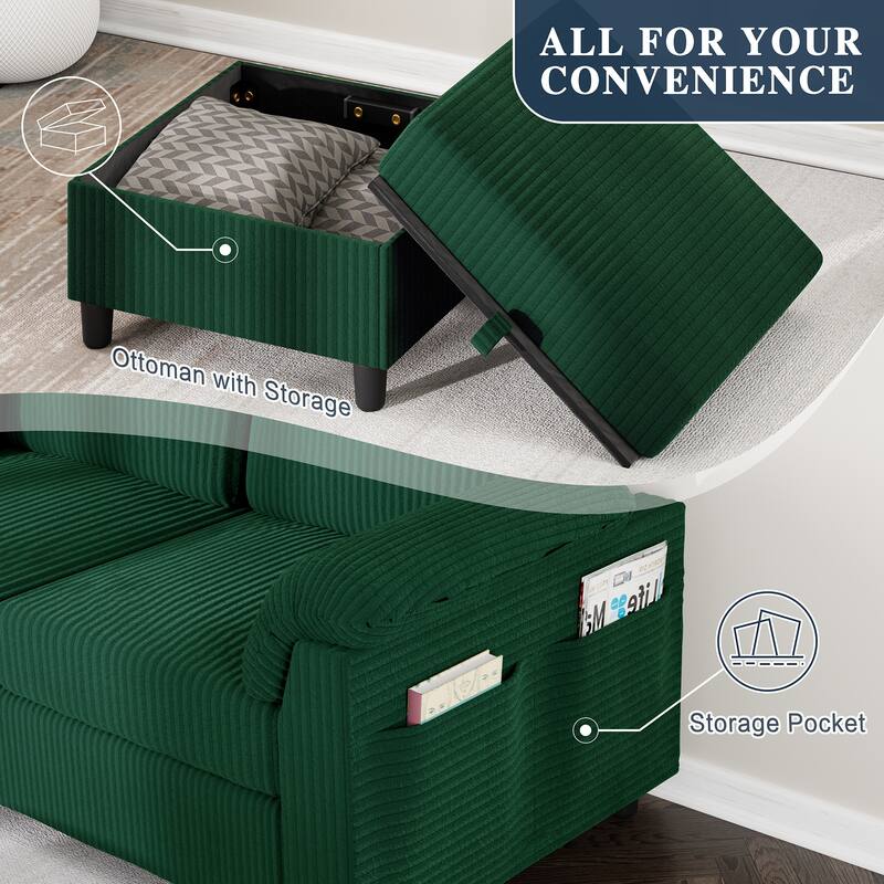 Futzca ​Sectional Sofa Couch, 3 Seat L Shaped Sofa with Removable Pillows