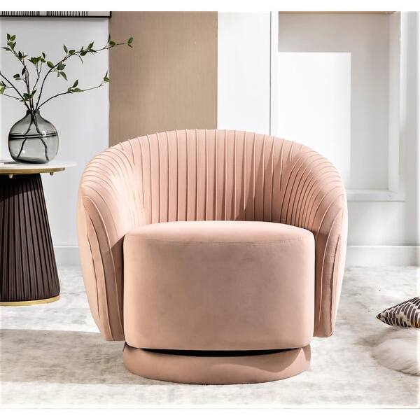 Modern Barrel Swivel Chair with Plush Velvet Upholstery and Smooth 360° Rotation Round Accent One-Seater Sofa