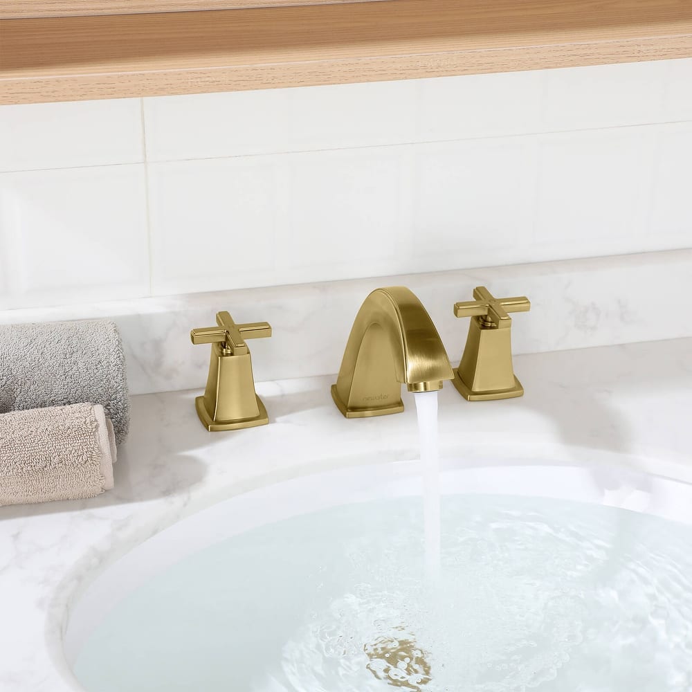 YASINU Cross Handles Widespread 8 Inch Bathroom Faucet With Drain