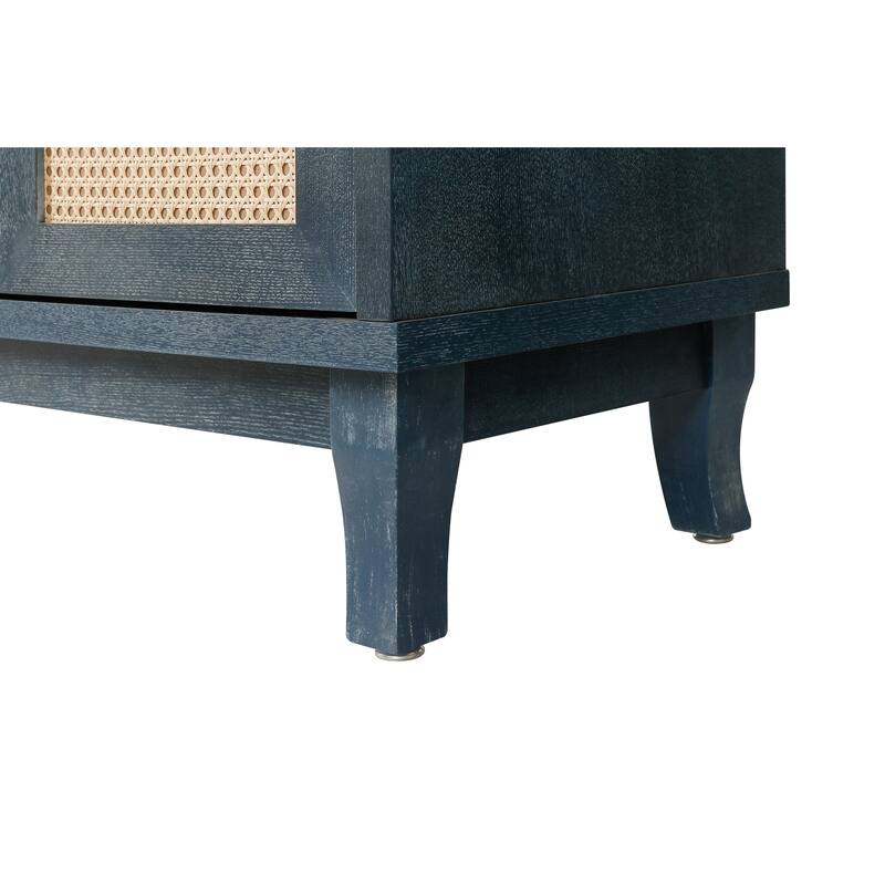 Modern Rattan Door Sideboard Buffet Cabinet with Adjustable Shelves for Living Room & Entryway Storage