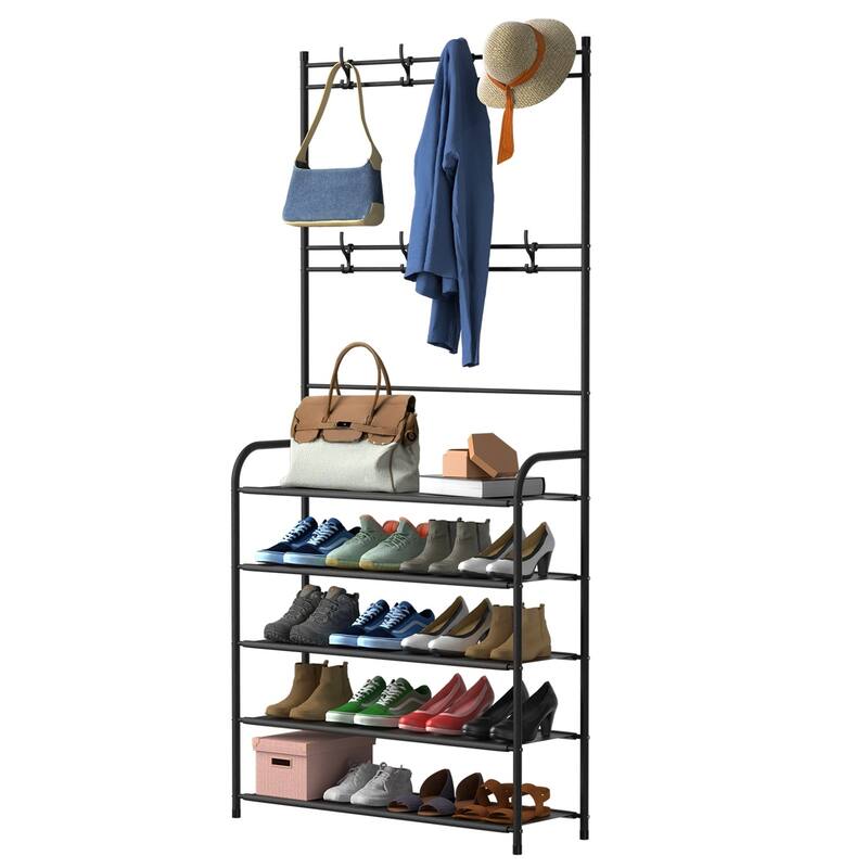 Entryway Coat Hat Rack Stand Clothes Shoe Organizer