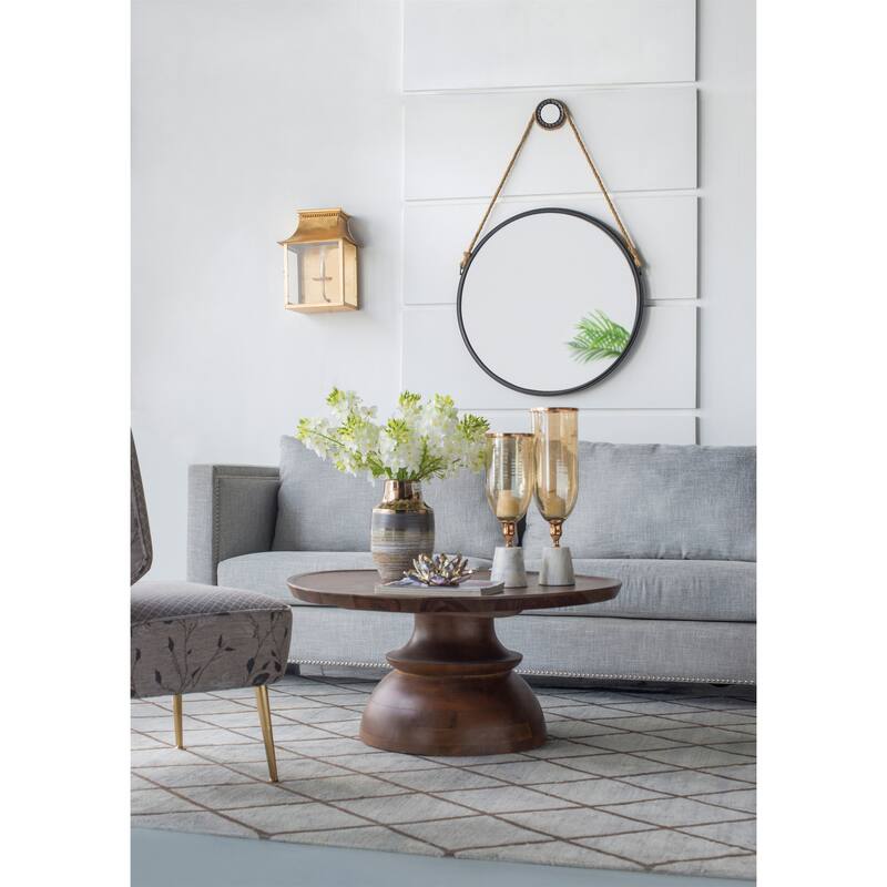 29.5" in On-trend Hanging Round Mirror with Black Framed