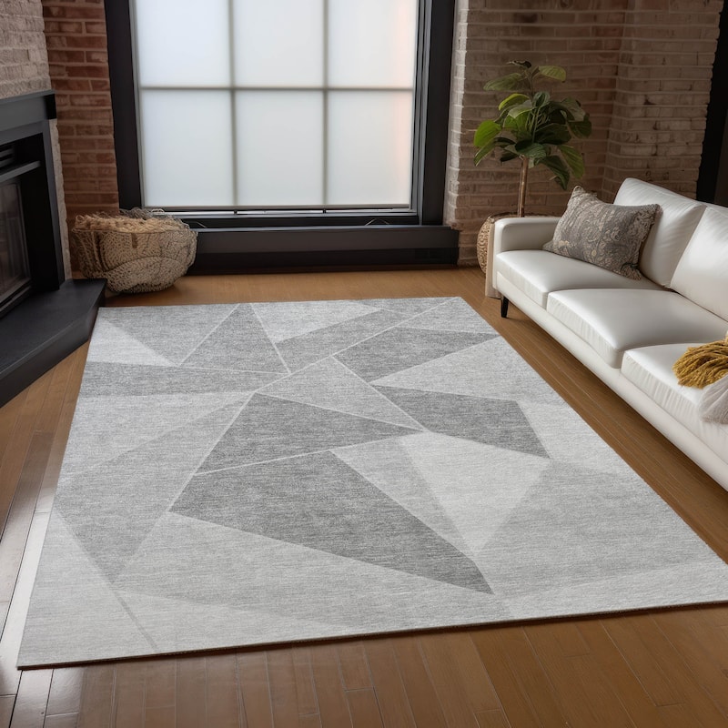 Machine Washable Indoor/ Outdoor Chantille Modern Mosaic Rug