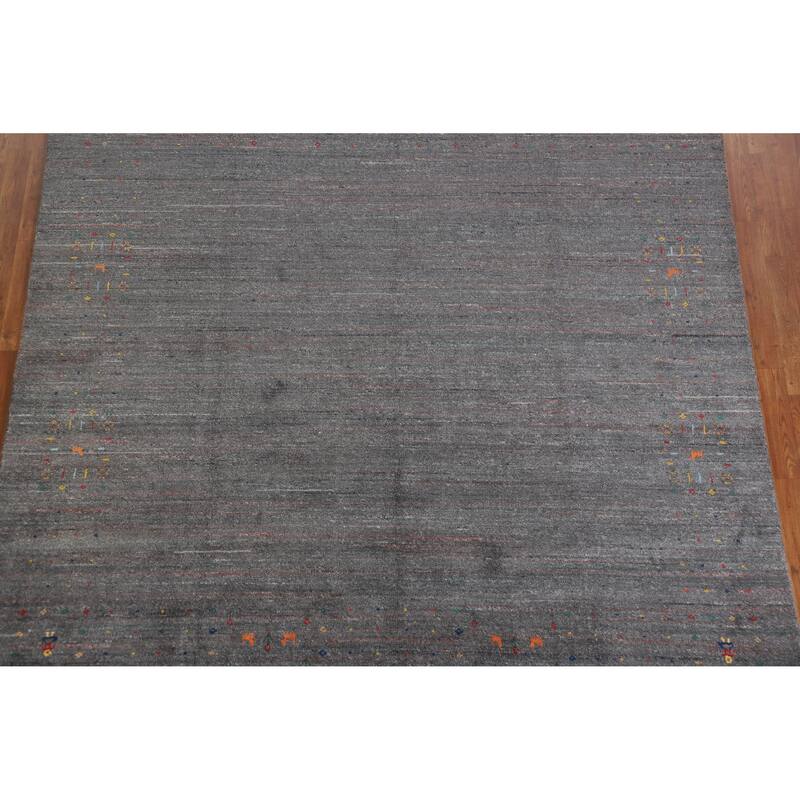 Hand Knotted Oriental 100% Wool Carpet Tribal Tribal Greys & Charcoal Gabbeh Area Rug - 8' 1'' X 8' 2''