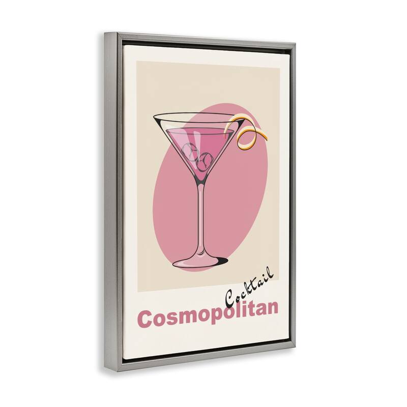 Stupell Vintage Cosmo Cocktail Framed Floater Canvas Wall Art Design By LSR Design Studio