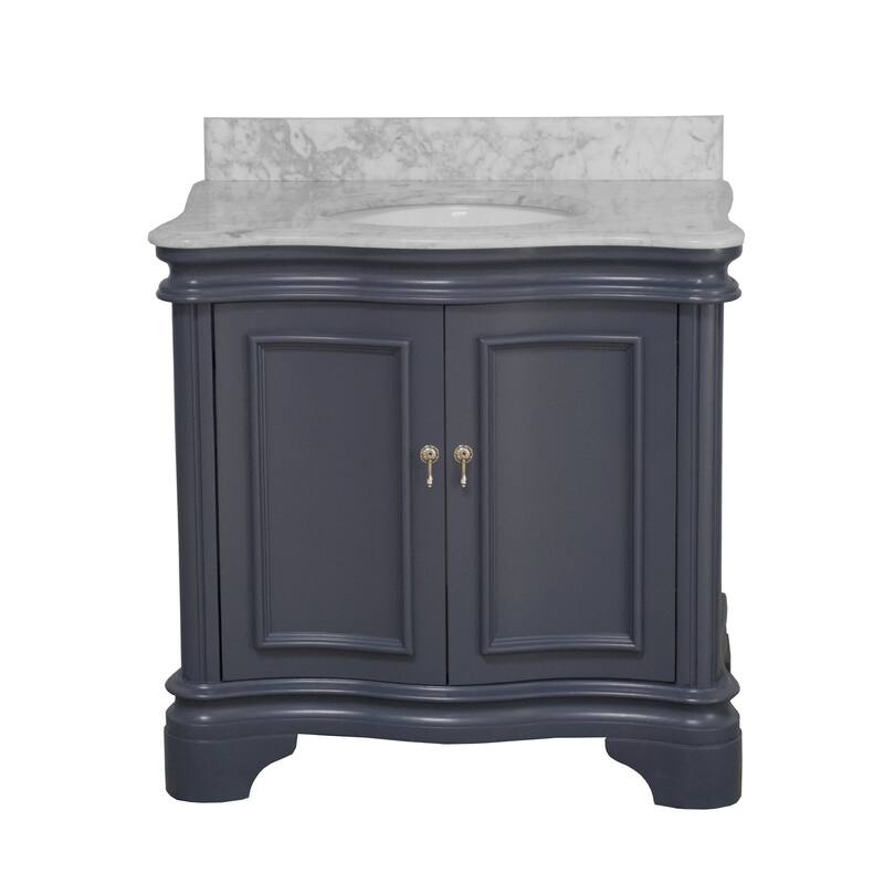 KitchenBathCollection Katherine 36" Bathroom Vanity with Carrara Marble Top