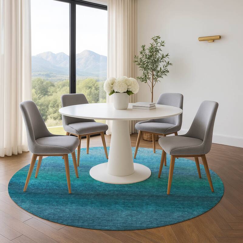 Premium Washable Super Soft Abstract Ombre Mayfield Rug - Teal - 8' x 8'
