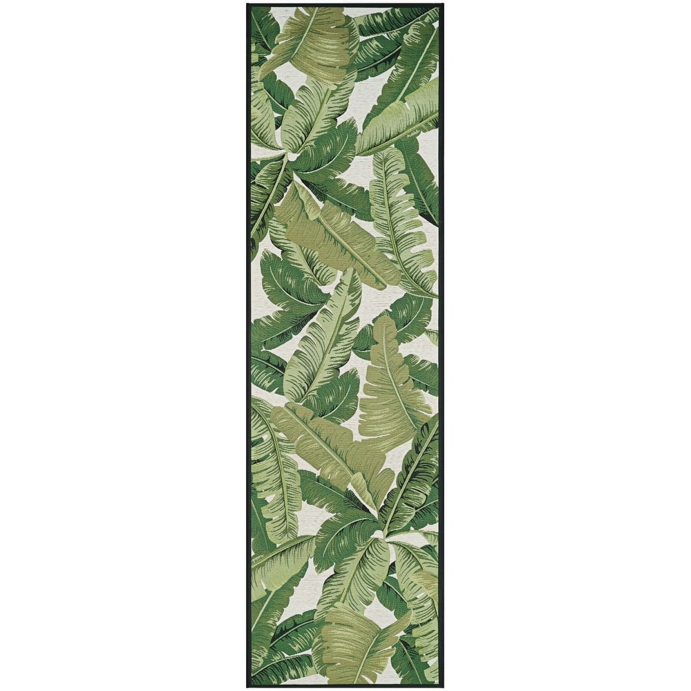 Dream Decor Rugs Gelato Tropical Palm Green Ivory Outdoor Area Rug