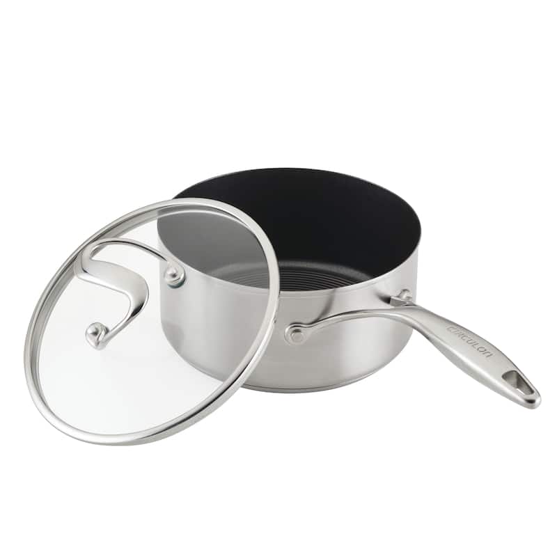 Circulon Stainless Steel Induction Cookware Set with SteelShield Hybrid Stainless and Nonstick Technology, 11-piece, Silver
