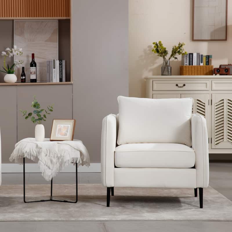 Accent Chair for Living Room, Velvet Single Sofa Chair Modern Armchair with Pillow and Metal Legs for Office, Reading Space