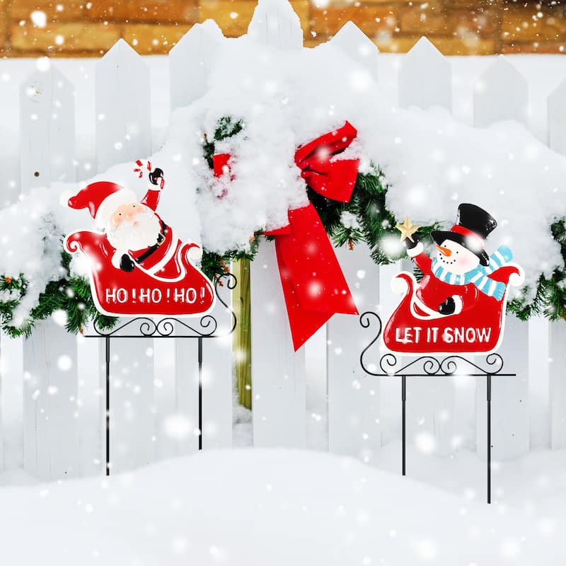 Outdoor Christmas Decoration 2 Pack Garden Stakes