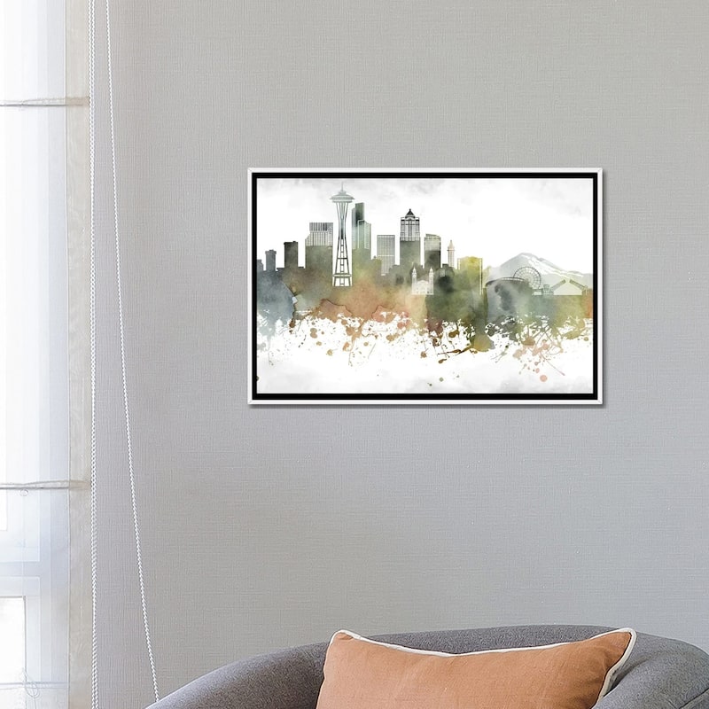 iCanvas "Seattle Skyline" by WallDecorAddict Framed Canvas Print