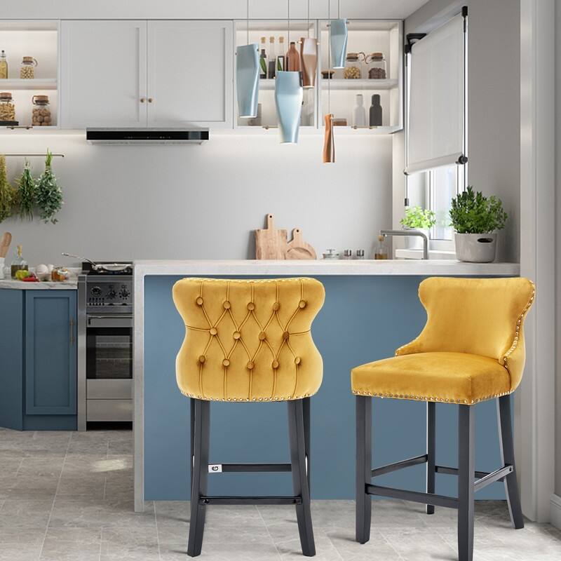 Upholstered Wing Back Bar Stools (Set of 4)