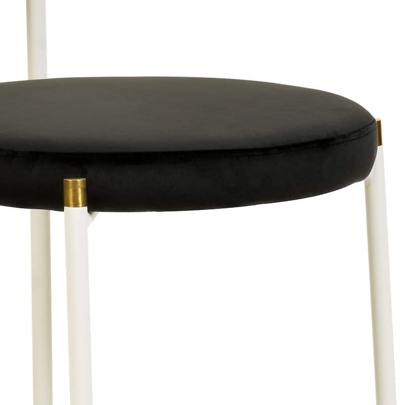 LeisureMod Euston Modern Dining Chair with Upholstered Velvet Seat - Wicker Back and White Stainless Steel Legs Accent Chair