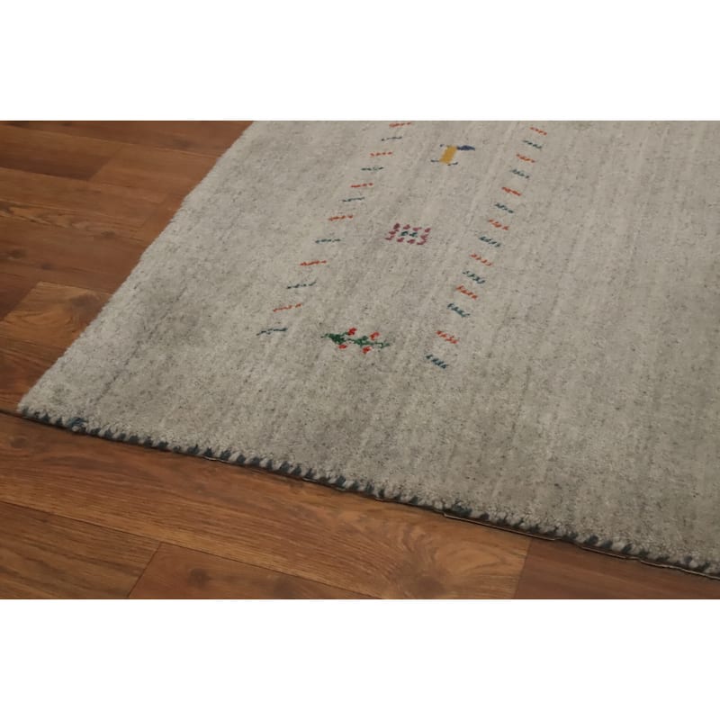 Hand Knotted Oriental 100% Wool Carpet Tribal Animal Pictorial Greys & Charcoal Gabbeh Area Rug - 7' 9'' X 5' 0''