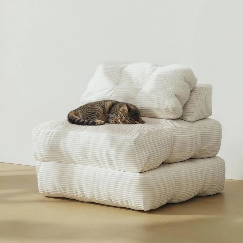 Folding Sofa Bed, Sleeper Chair, with Pillow - Beige