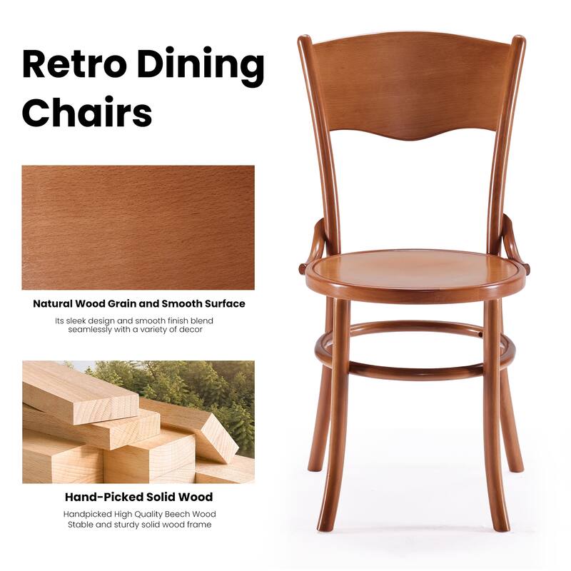 Solid Wood Dining Set of 2, Rustic Farmhouse Kitchen & Dining Room Chairs, Mid Century Table Chairs, Fully Assembled