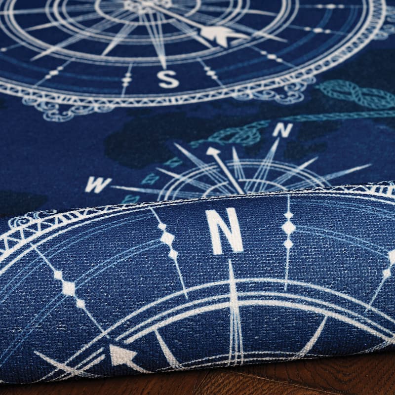 Simon Machine Washable Blue and Ivory Area Rug