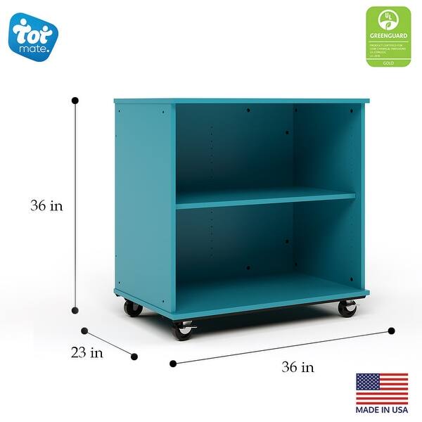 dimension image slide 2 of 4, Tot Mate Open Single Sided Mobile Storage Locker, Write-on Wipe-off Markerboard Back - 36" Height x 23" Depth