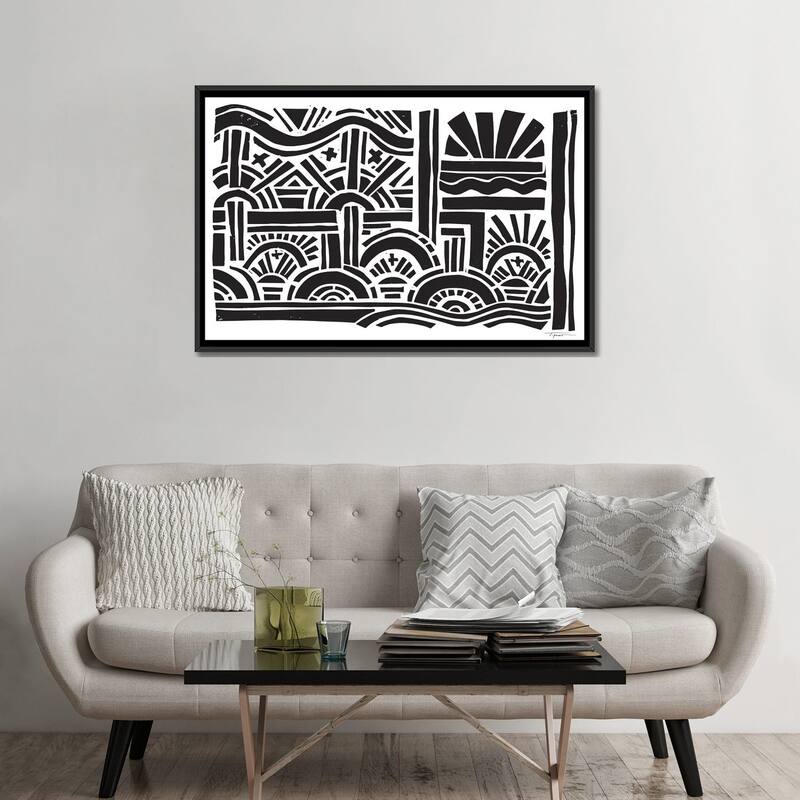 iCanvas "Geometric Sunburst" by Statement Goods Framed Canvas Print