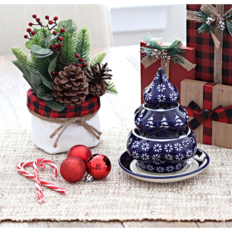 Blue Rose Polish Pottery 1289 Zaklady Christmas Tree Luminary