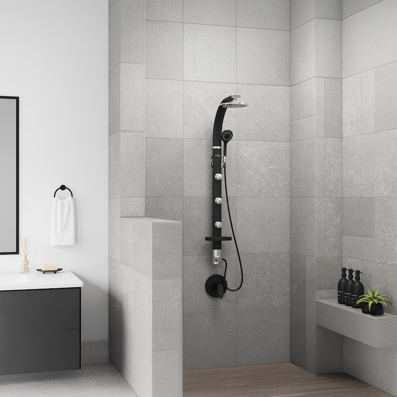 Bonzai 8-in Rain Showerhead Shower System with 3-Body Jets and Multi-function Handshower