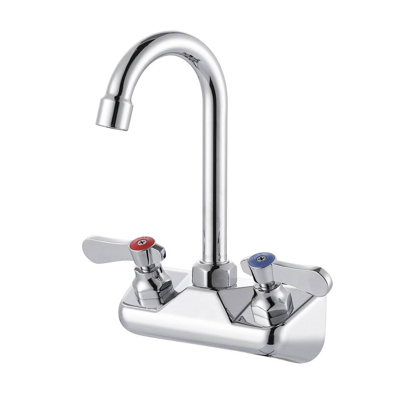 WOWOW Double-Handle Wall Mount Standard Kitchen Bar Faucet - Polished Chrome