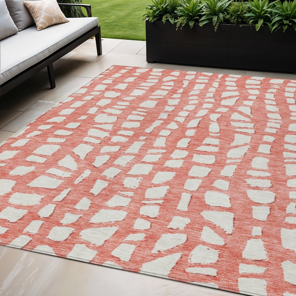 HomeRoots Abstract Transitional Rectangle Outdoor Rug