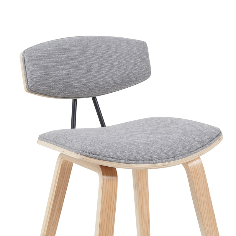 Fox Mid-Century Bar Stool, Upholstered Counter Height Chair with Bentwood Legs