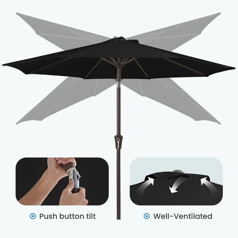 10ft Patio Market Umbrella with Crank & Tilt,UV-Risistant