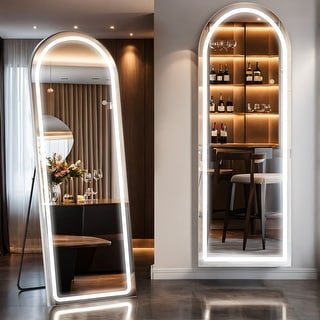 Floor Mirror with LED Light, Full Length Mirror with Stand, Hanging Mirror Wall Mounted Mirror, Full Body Mirror for Living Room