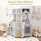 preview thumbnail 4 of 8, Gymax Corner Wooden Play Kitchen Kids Kitchen Playset w/ Microwave