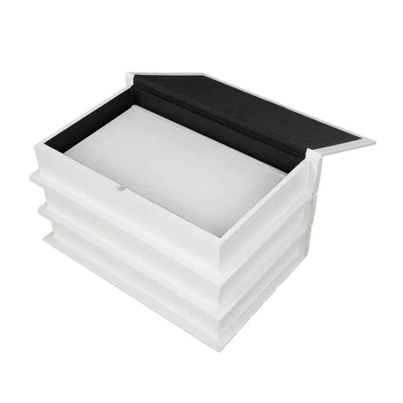 White or Black Canvas Faux Storage Book Box with Gold or White Enjoy, Every, Moment Text (Set of 2)