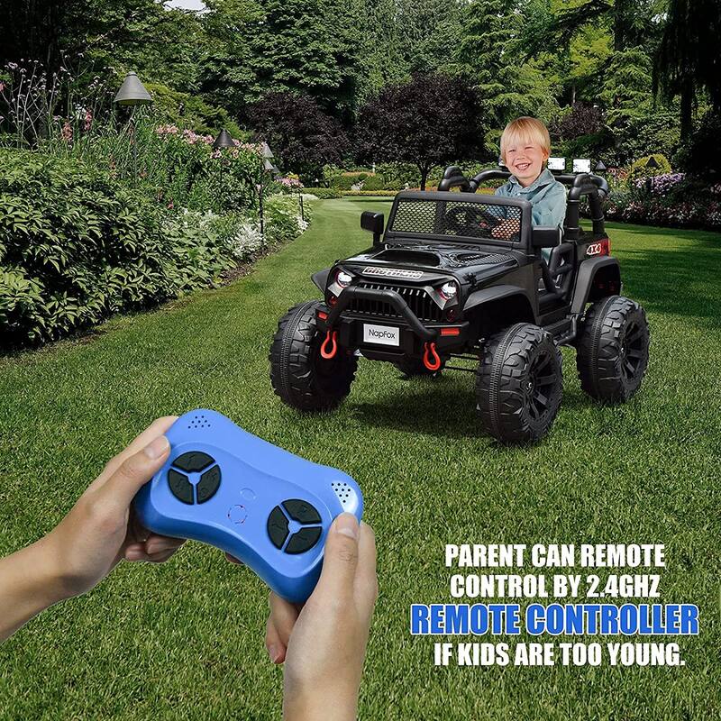 12V Electric Kids Ride On Car with Remote Control Two Seats LED Lights and Bluetooth for Ages 2 to 7 Years - 48.4"x34.6"x31.5"