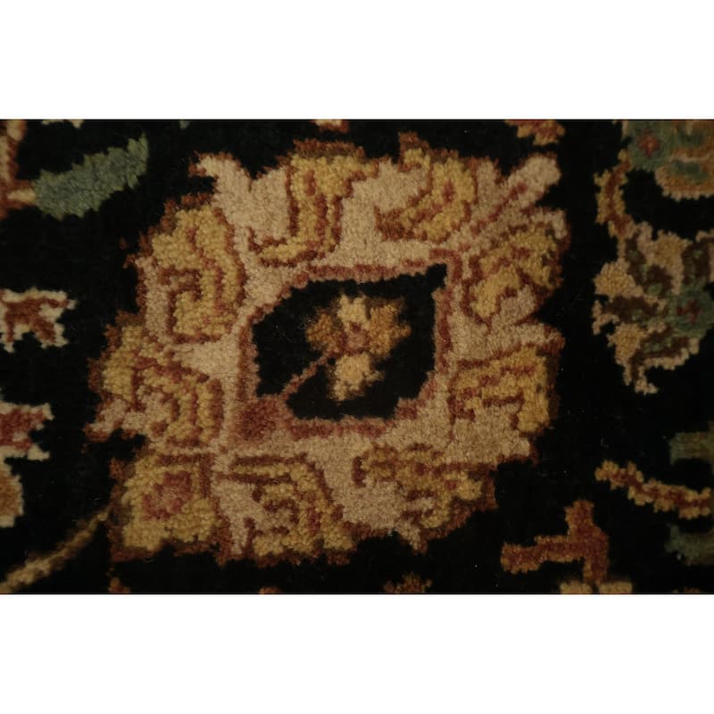 Hand Knotted Oriental 100% Wool Carpet Traditional All-Over Black Peshawar Runner Rug - 12' 1'' X 3' 3''