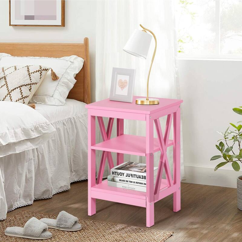 VECELO Modern Nightstand with 3-tier Storage Shelves