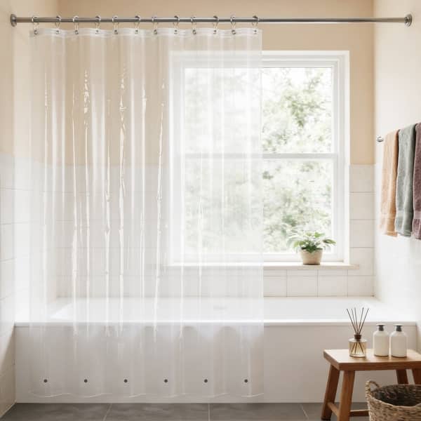 slide 2 of 7, Simply Essentialâ„¢ Waterproof PEVA Medium Weight Shower Curtain Liner Clear-Single