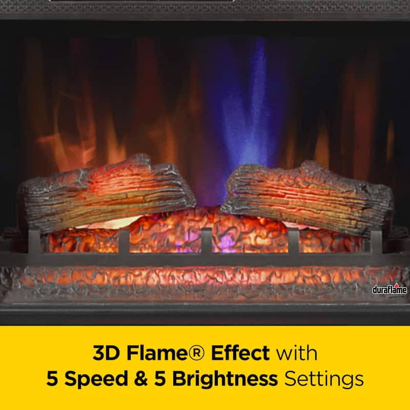 duraflame® Electric Fireplace Entertainment Center with Glass Cabinet Storage, Blanco Oak