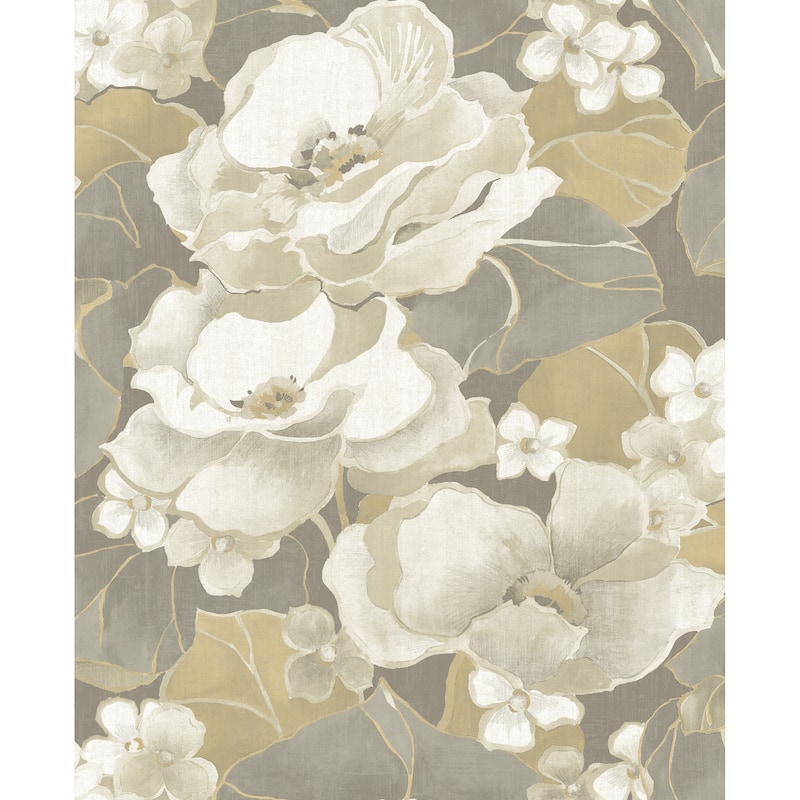 Seabrook Designs Adorn Floral Unpasted Wallpaper - 20.5 in. W x 33 ft. L - Metallic Silver and Gold