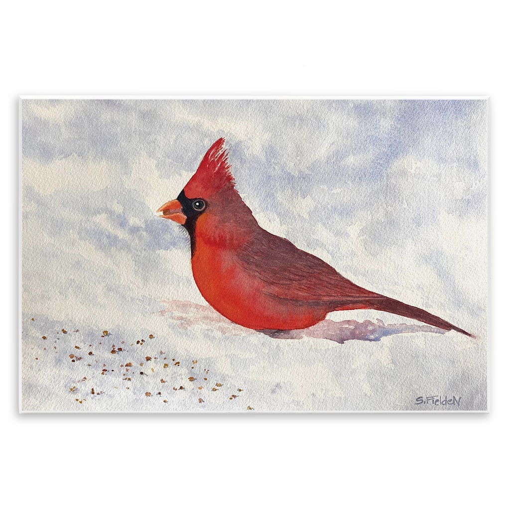 Stupell Red Cardinal in Snow Wall Plaque Art Design By Stephanie Fielden