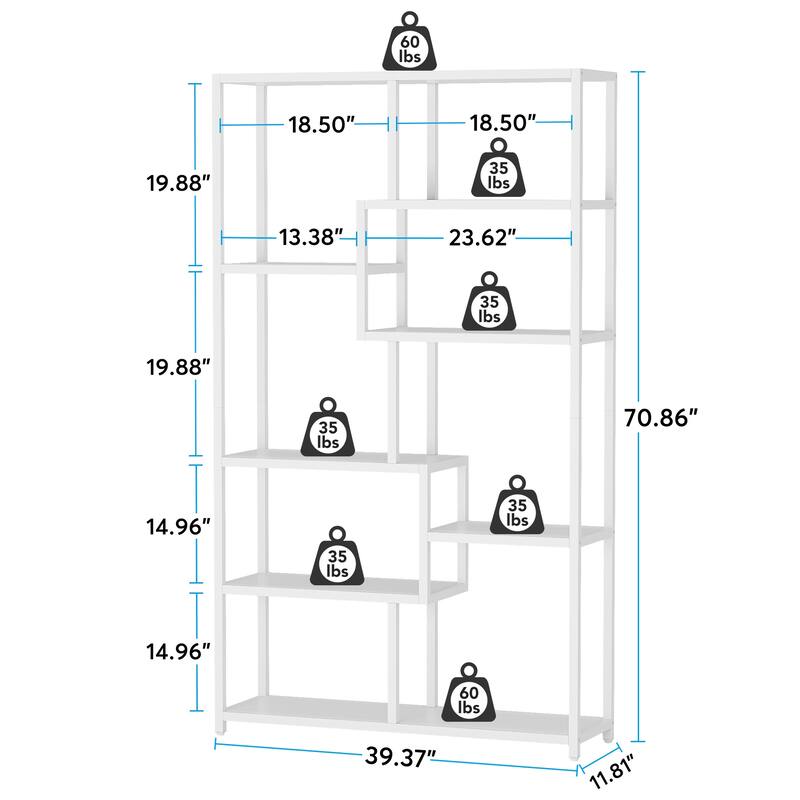 8 Shelves Bookshelf, Ladder Corner Bookcase, 4-Tier Display Shelf Storage Organizer for Home Office