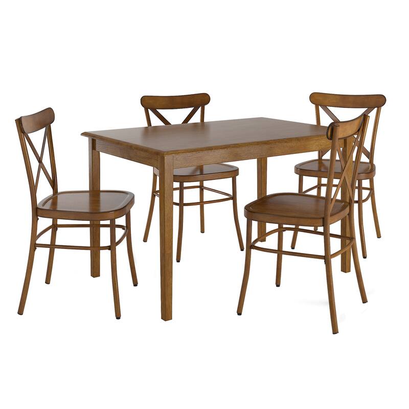 Wilmington II Oak Wood Finish 48" Rectangle Dining Set by iNSPIRE Q Classic - Oak Table - Oak Chairs