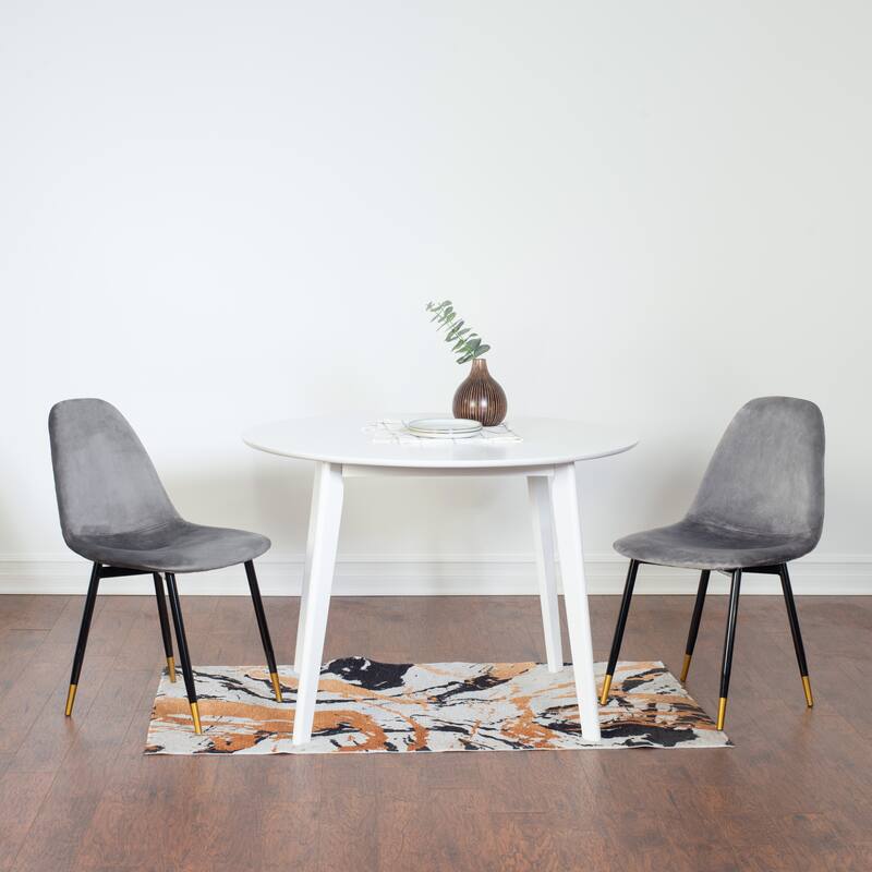 5-Piece Round Dining Set with Side Table and Upholstered Dining Chairs