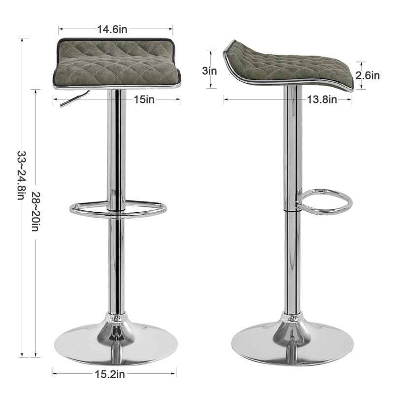 Javlergo Set of 2 Bar Stools Adjustable Swivel Counter Height Bar Chair with Footrest